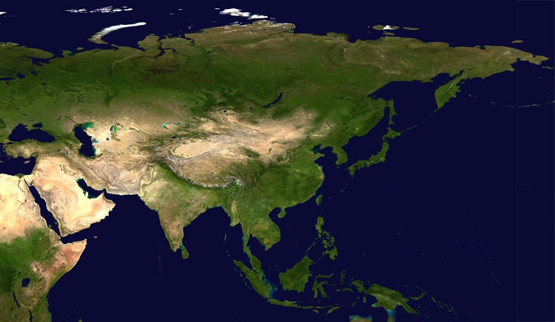Il continente asiatico visto dallo spazio.