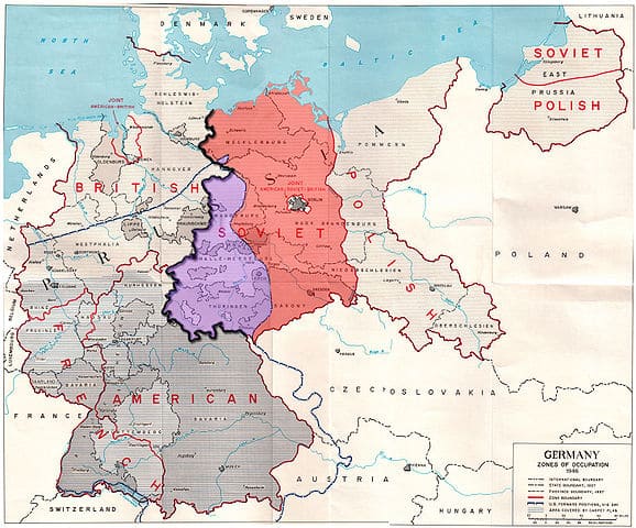 Germania divisa alla fine della seconda guerra mondiale, mappa, muro berli