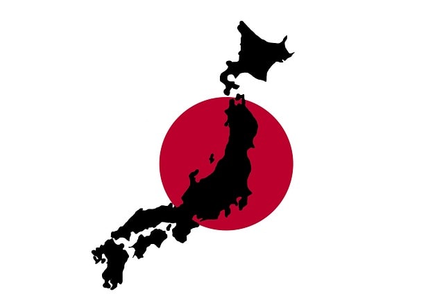 Mappa e bandiera del Giappone
