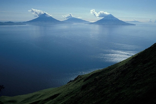 isole Aleutine, isole Alaska, vulcani oceano.
