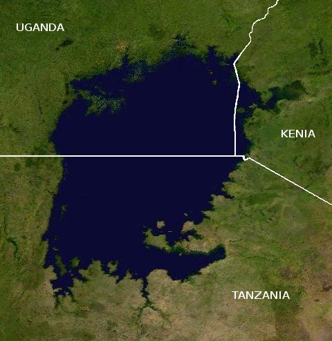 Lago Vittoria, divisione tra Uganda, Kenia e Tanzania.