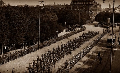 L'esercito tedesco inizia la sua marcia verso la Francia come previsto dal Piano Schlieffen. 2 Agosto 1914.