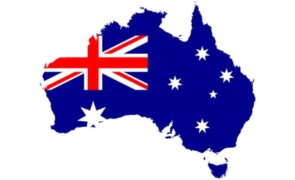 Mappa e bandiera dell'Australia.