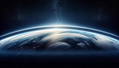 L'atmosfera della Terra vista dallo spazio con strati di azoto