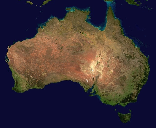 Foto dell'Australia vista dall'alto.