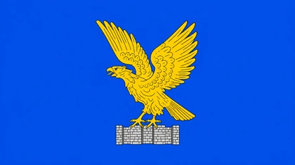 Bandiera del Friuli Venezia Giulia con aquila dorata su sfondo blu