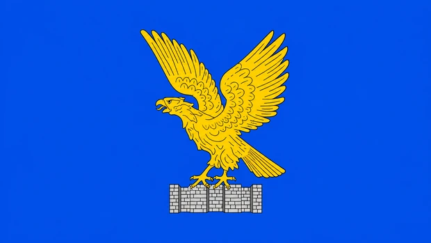 Bandiera del Friuli Venezia Giulia con aquila dorata su sfondo blu