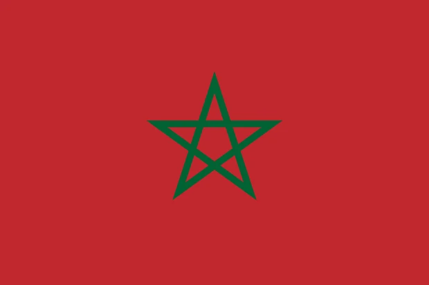 Bandiera del Marocco con sfondo rosso e stella verde a cinque punte al centro
