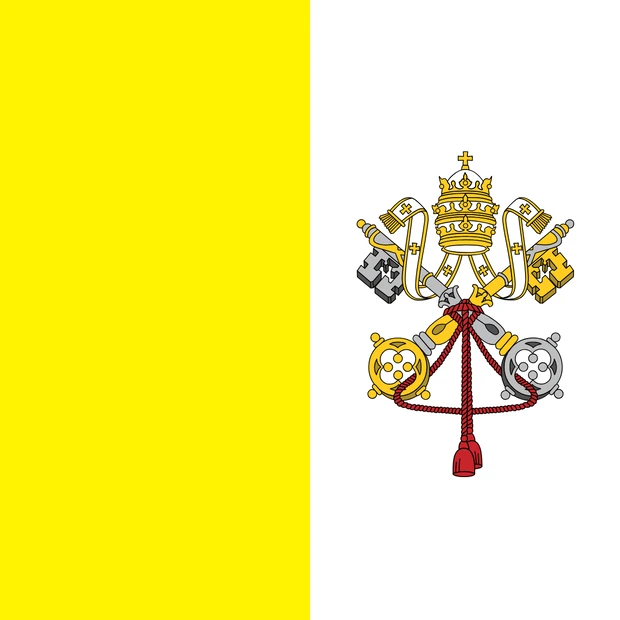 Bandiera del Vaticano con due bande verticali gialla e bianca e le chiavi di San Pietro