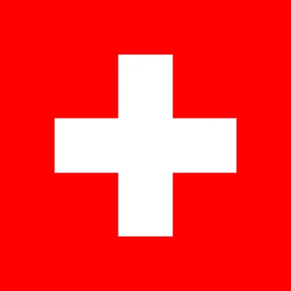 Bandiera della Svizzera di forma quadrata con croce bianca su fondo rosso