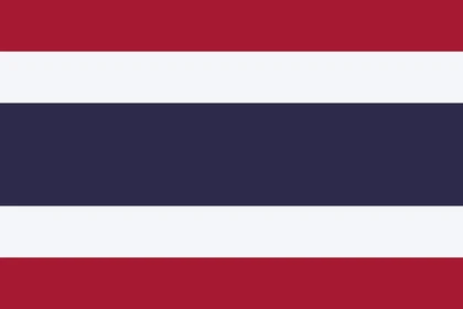 Bandiera della Thailandia con cinque bande orizzontali rosse, bianche e blu, con la banda blu centrale più larga