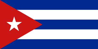 Bandiera di Cuba con cinque strisce orizzontali blu e bianche, un triangolo rosso e una stella bianca sul lato sinistro