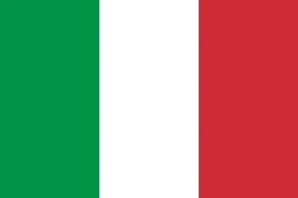 Bandiera d’Italia con tre bande verticali uguali: verde, bianco e rosso (tricolore)