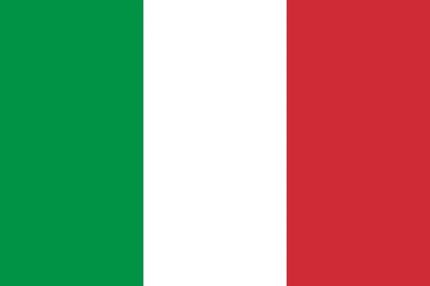 Bandiera d’Italia con tre bande verticali uguali: verde, bianco e rosso (tricolore)