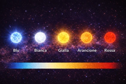 Stelle classificate per colore, dal blu al rosso, in base alla loro temperatura superficiale