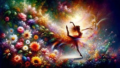 Danzatrice circondata da fiori colorati