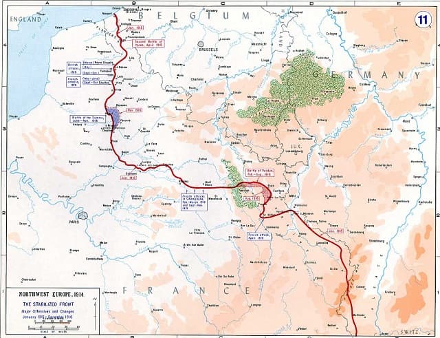 Fronte occidentale durante la prima guerra mondiale (1915-1916).