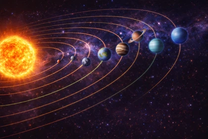 Sistema Solare che mostra i pianeti più vicini al Sole con orbite più strette e quelli più lontani con orbite più ampie.