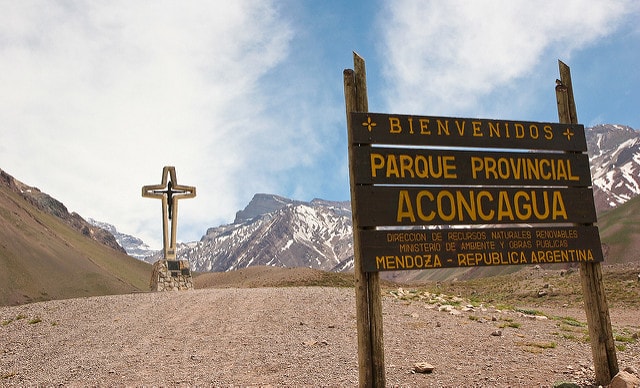Parco Provinciale Aconcagua, cartello di benvenuto.