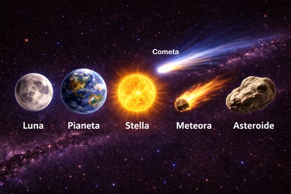 Corpi celesti del Sistema Solare: satellite, pianeta, stella, cometa, meteora e asteroide