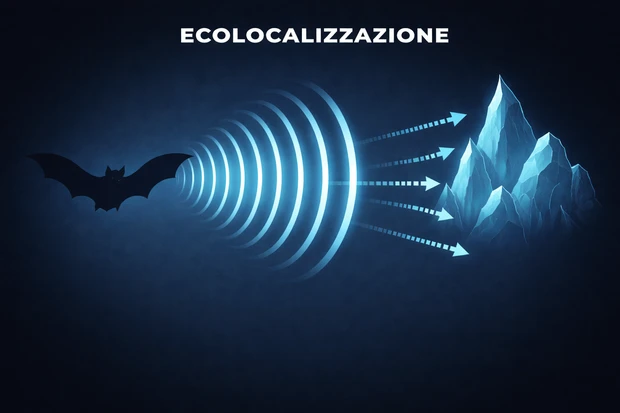 Onde sonore emesse e riflesse, utilizzate per percepire l’ambiente circostante attraverso l’eco