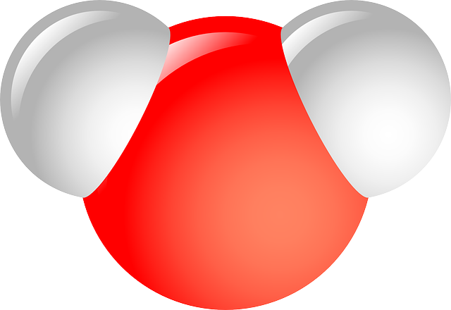 Una molecola d'acqua, 2 atomi di idrogeno e un atomo di ossigeno.